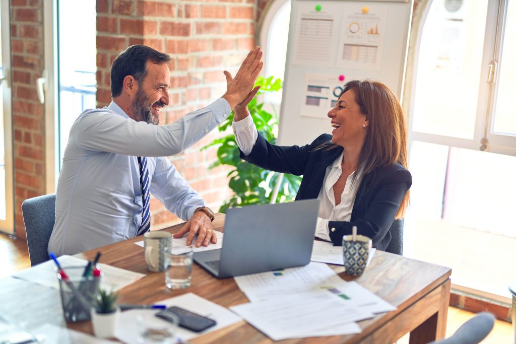business high five